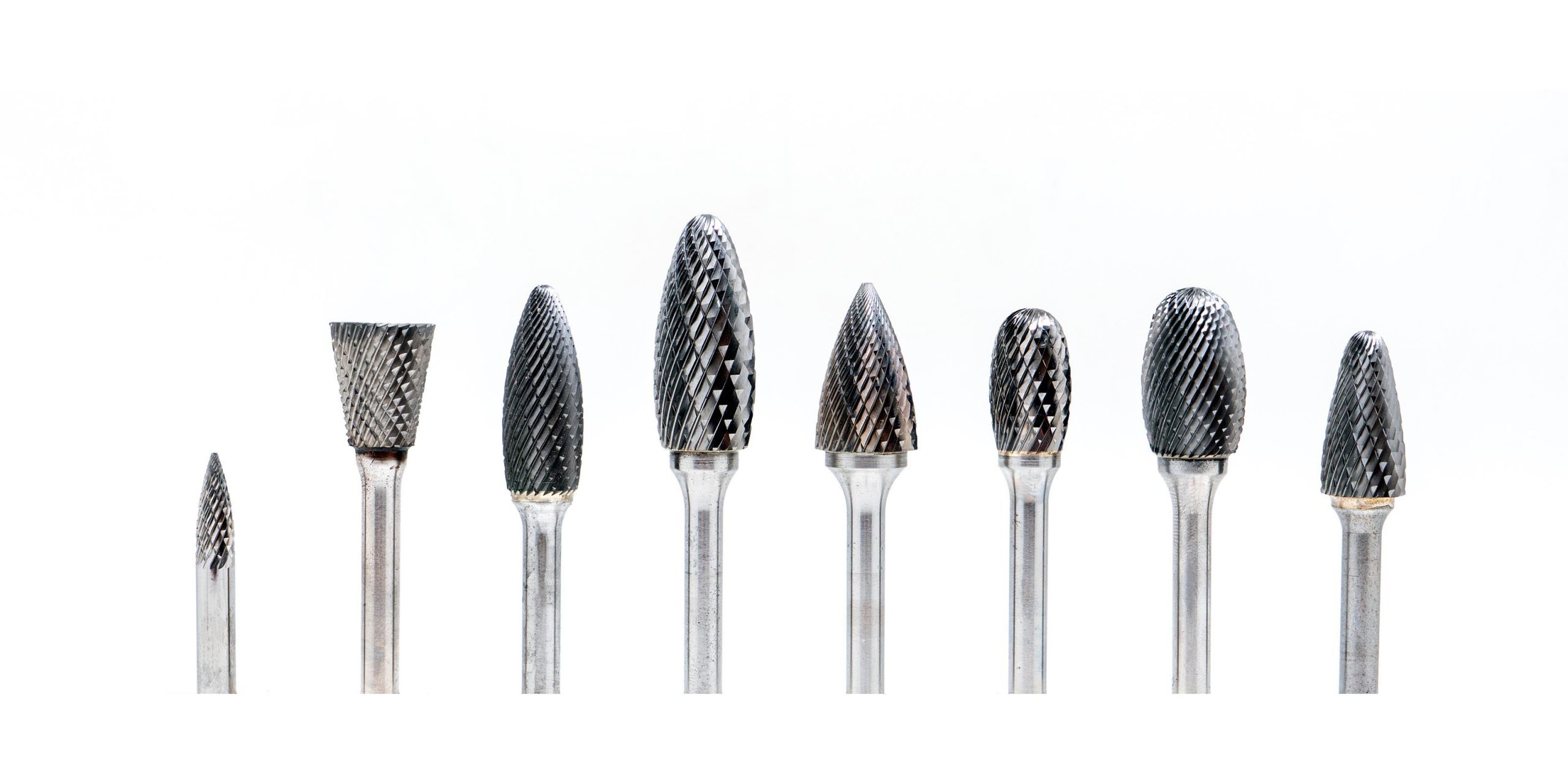Carbide burrs on white isolate background